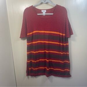 Multicolored Ribbed Relaxed Short Sleeve‎ top size 2X